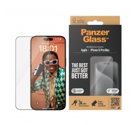 PanzerGlass | Screen protector | Apple | IPhone 15 Pro Max | Glass | Transparent | Ultra-wide fit, Scratch resistant, Drop protection, EasyAligner included