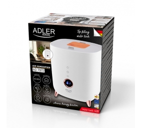 Adler | AD 7972 | Humidifier | 23 W | Water tank capacity 4 L | Suitable for rooms up to 35 m² | Ultrasonic | Humidification capacity 150-300 ml/hr | White