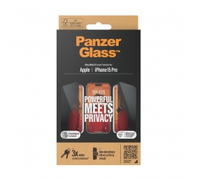 PanzerGlass | Screen protector | Apple | iPhone 15 Pro | Glass | Black | Ultra-Wide Fit w. EasyAligner