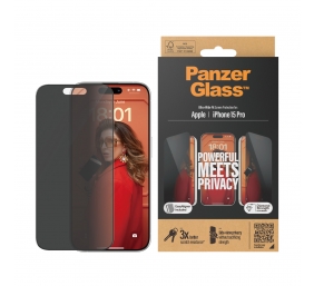 PanzerGlass | Screen protector | Apple | iPhone 15 Pro | Glass | Black | Ultra-Wide Fit w. EasyAligner