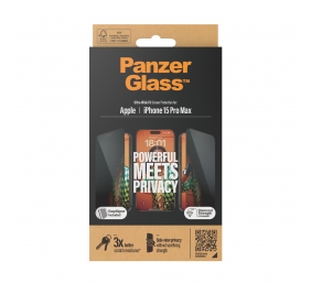 PanzerGlass | Privacy Screen Protector | Apple | iPhone 15 Pro Max | Tempered glass | Black | Ultra-Wide Fit W. Easyaligner