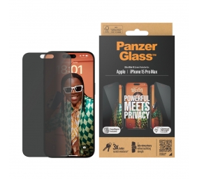 PanzerGlass | Privacy Screen Protector | Apple | iPhone 15 Pro Max | Tempered glass | Black | Ultra-Wide Fit W. Easyaligner