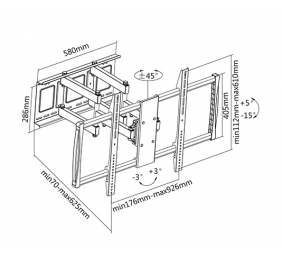 Sunne | Wall Mount | 60-100-EA | 60-100 " | Maximum weight (capacity) 80 kg | Black