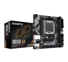 Gigabyte | B650I AX 1.0 | Processor family AMD | Processor socket AM5 | DDR5 DIMM | Supported hard disk drive interfaces SATA, M.2 | Number of SATA connectors 2