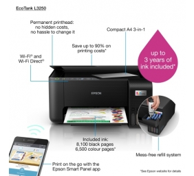Epson EcoTank L3250 Spausdintuvas rašalinis MFP Spalvotas A4 33ppm Wi-Fi USB (SPEC)