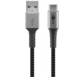 Goobay | USB-C to USB-A Textile Cable with Metal Plugs | 49296 | USB-C to USB-A