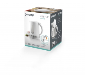 Gorenje | Kettle | K17WE | Electric | 2200 W | 1.7 L | Plastic + metal | 360° rotational base | White