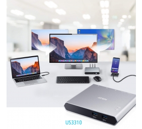 Aten | US3310-AT 2-Port USB-C Dock Switch with Power Pass-through
