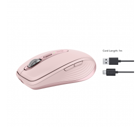 Belaidė pelė Logitech MX Anywhere 3S - RF Wireless + Bluetooth, Laser, 8000 DPI, Rose