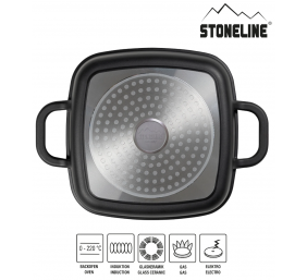 Stoneline Square Pan, Aroma Glass Lid, Rose Gold, 20cm | Stoneline