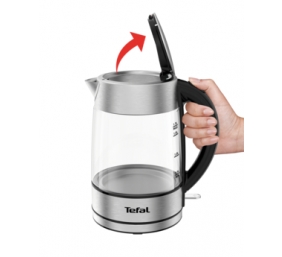 TEFAL | Kettle | KI772D | Electric | 2400 W | 1.7 L | Glass | 360° rotational base | Stainless Steel/Black