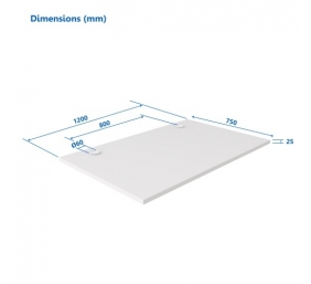 Ecost prekė po grąžinimo, Stalviršis (LMDP) Up Up, baltas 1200x750mm