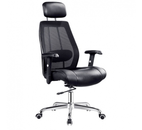 Ecost prekė po grąžinimo, Dirbtinės odos biuro kėdė MUGAVI, su tinkleliu, juoda