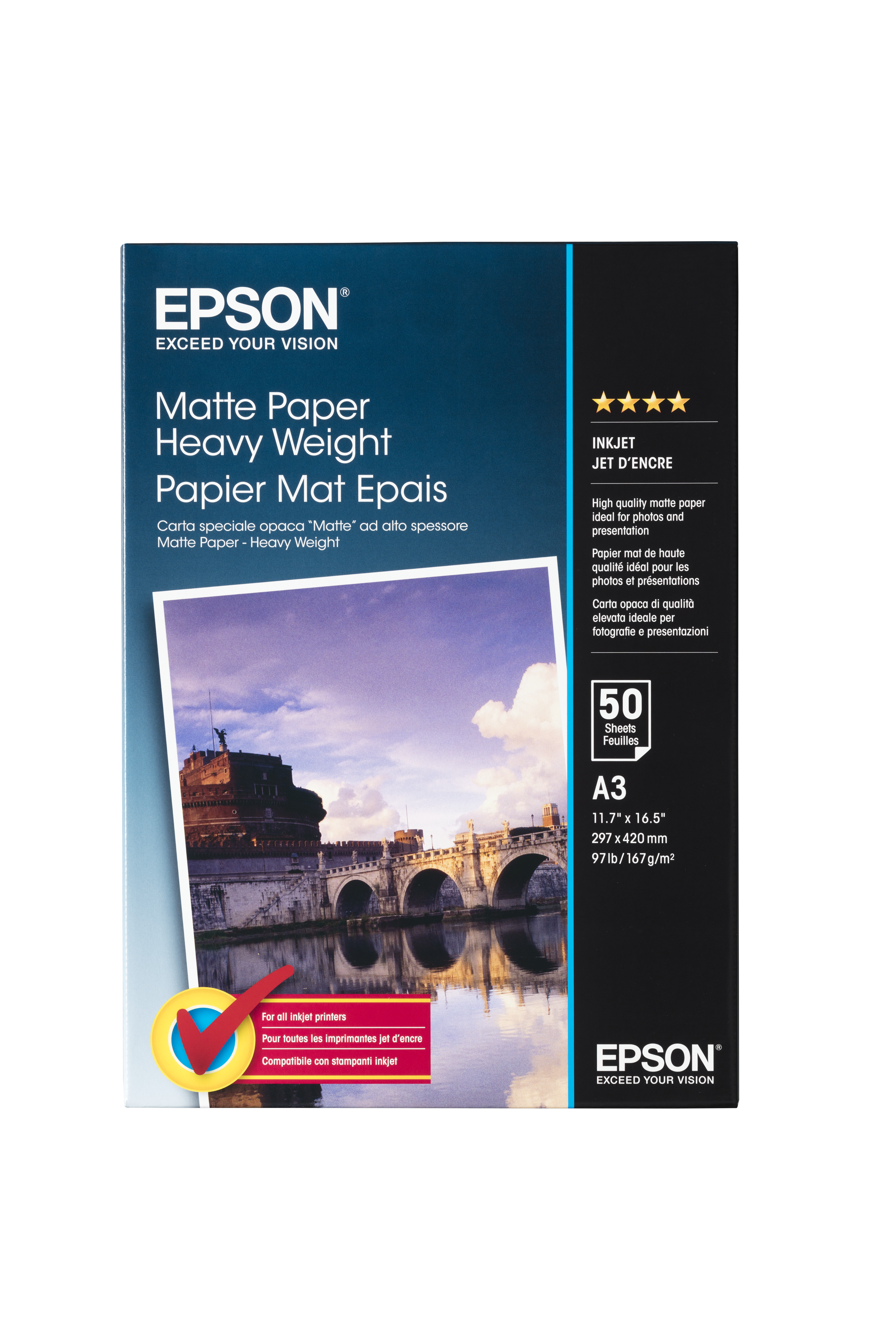 Paper DIN, 50 sheets | Matte | 167 g/m² | A3