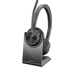Poly Voyager 4320 MS Teams Belaidės ausinės, Bluetooth, USB-C, +BT700 dongle, +Charging Stand, Juoda