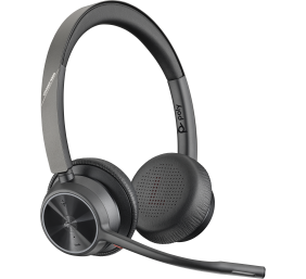 Poly Voyager 4320 MS Teams Belaidės ausinės, Bluetooth, USB-A, +BT700 dongle, +Charging Stand, Juoda