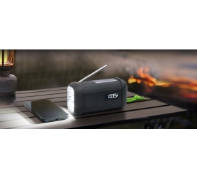 Muse | Portable Solar Radio with Crank and Flashlight | MH-08 MB | AUX in | Bluetooth | FM radio