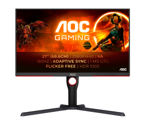 AOC | Monitor | Q27G3XMN/BK | 27 " | VA | 16:9 | 180 Hz | 1 ms | 2560 x 1440 pixels | 700 cd/m² | HDMI ports quantity 2 | Black