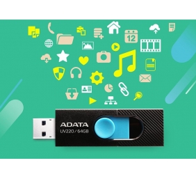 ADATA | USB Flash Drive | UV220 | 64 GB | USB 2.0 | Black/Blue