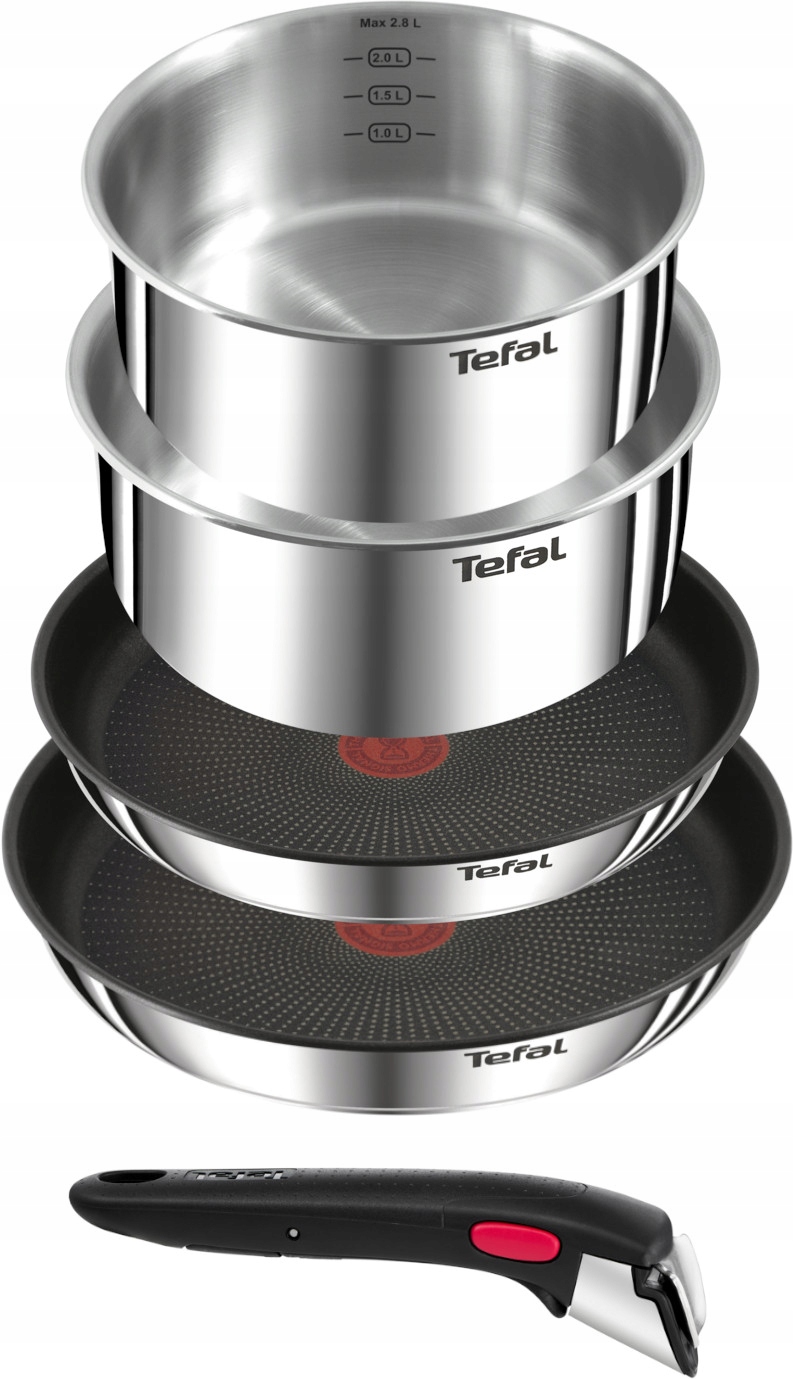 TEFAL | Ingenio Emotion 5-piece Set | L897S574 | Frying | Diameter 16/20/22/28 cm | Suitable for induction hob | Removable handle | Stainless steel