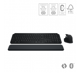 Logitech MX Keys S Combo Belaidė klaviatūra ir pelė + Atrama riešui, Graphite