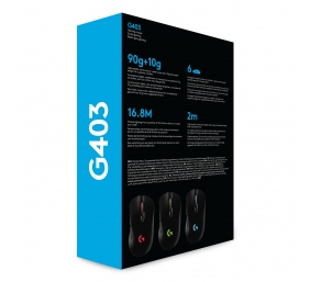 Logitech G403 HERO Laidinė žaidimų pelė, USB Type-A, 25600 DPI, Juoda