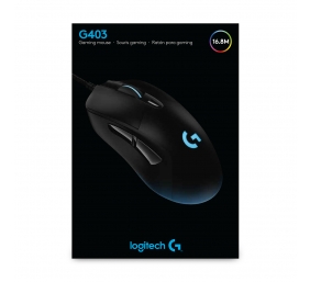 Logitech G403 HERO Laidinė žaidimų pelė, USB Type-A, 25600 DPI, Juoda