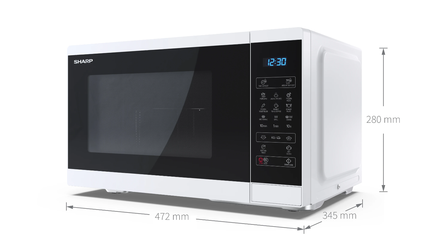 Sharp | Microwave Oven with Grill | YC-MG252AE-W | Free standing | 25 L | 900 W | Grill | White