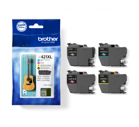 Brother LC421XL (LC421XLVAL) Rašalinė kasetė, Juoda, Žydra, Purpurinė, Geltona