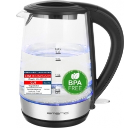 Ecost prekė po grąžinimo EMERIO WK-123131 Cordless Kettle, BPA-Free, Stainless Steel, Black, 2200 W