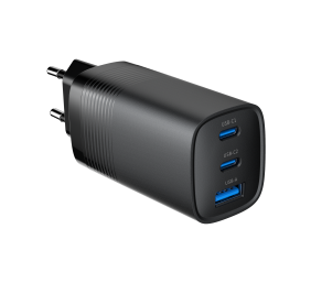 Cablexpert 3-port 65 W GaN USB PowerDelivery fast charger | TA-UC-PDQC65-01-BK