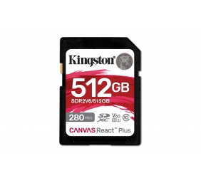 Kingston SDXC II V60 React Plus | SDR2V6/512GB | 512 GB | SDXC | Flash memory class Class 10, UHS-II, U3, V60