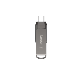 Lexar | 2-in-1 Flash Drive up to 130MB/s read | JumpDrive Dual Drive D400 | 64 GB | Type-C and Type-A USB 3.1 | Grey