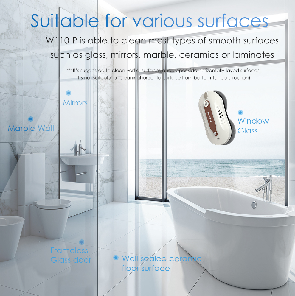 Mamibot | Window Cleaner | W110-P Plus | Corded | 2500 +/-5% Pa | White/Brown