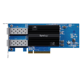 Synology E25G30-F2 Dual-port 25GbE SFP28 add-in card designed to accelerate bandwidth-intensive workflows | Synology E25G30-F2 | 25 GT/s | PCIe 3.0 x8