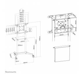 Neomounts Floor stand | NS-M1250BLACK TV trolley | Rotate, Tilt | 37-70 " | Maximum weight (capacity) 70 kg | Black