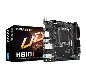 Gigabyte | H610I | Processor family Intel | Processor socket LGA1700 | DDR4 DIMM | Supported hard disk drive interfaces M.2, SATA | Number of SATA connectors 4