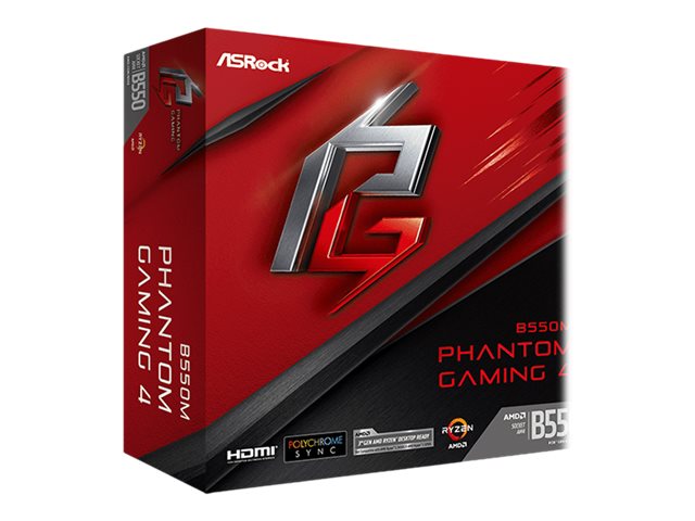 ASRock B550M Phantom Gaming 4 | Processor family AMD | Processor socket AM4 | DDR4 | Supported hard disk drive interfaces SATA, M.2 | Number of SATA connectors 4