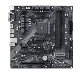 ASRock B450M PRO4 R2.0 | Processor family AMD | Processor socket AM4 | DDR4 | Supported hard disk drive interfaces SATA, M.2 | Number of SATA connectors 4