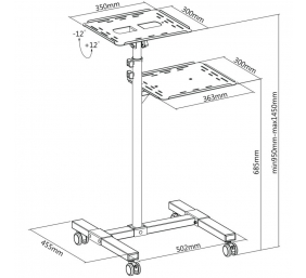 TECHLY Universal Adjustable Trolley