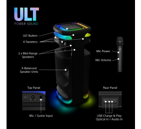 Sony | Party Speaker | SRS-ULT1000 ULT TOWER 10 | 139 W | Bluetooth | Black | Portable | Wireless connection