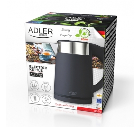 Adler | Kettle | AD 1372 | Electric | 800 W | 0.6 L | Plastic/Stainless steel | 360° rotational base | Black