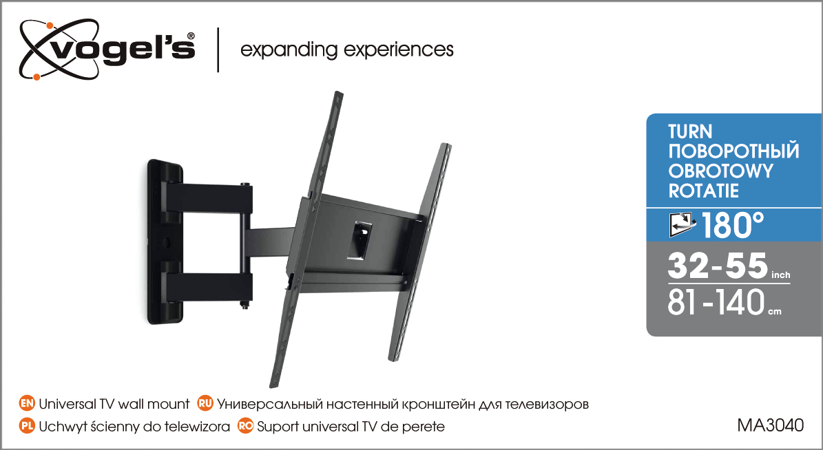 Vogels | Wall mount | MA3040-A1 | Full Motion | 32-65 " | Maximum weight (capacity) 25 kg | Black