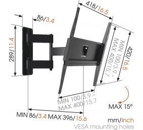Vogels | Wall mount | MA3040-A1 | Full Motion | 32-65 " | Maximum weight (capacity) 25 kg | Black