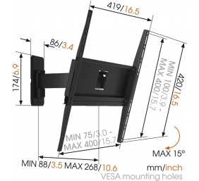 Vogels | Wall mount | MA3030-A1 | Full motion | 32-65 " | Maximum weight (capacity) 25 kg | Black