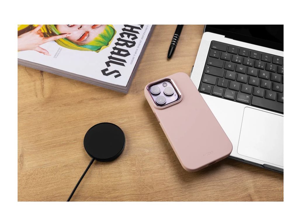 Fixed | MagFlow | Back cover | Apple | iPhone 15 Pro | Liquid silicon | Pink