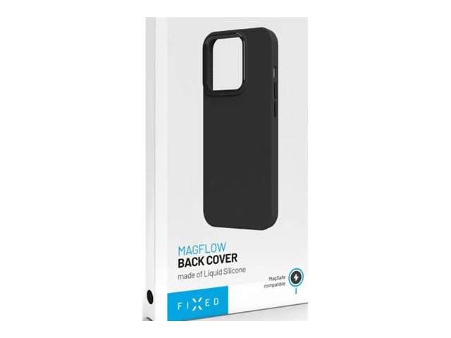 Fixed | MagFlow | Back cover | Apple | iPhone 15 Plus | Liquid silicon | Black