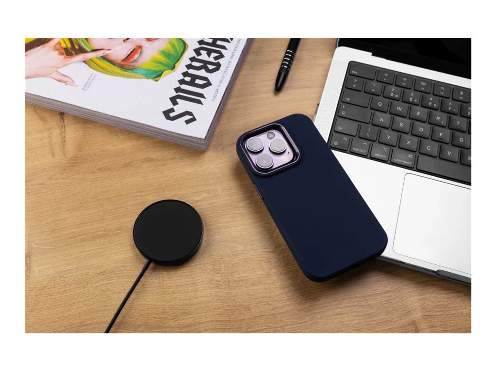 Fixed | MagFlow | Back cover | Apple | iPhone 15 Plus | Liquid silicon | Blue