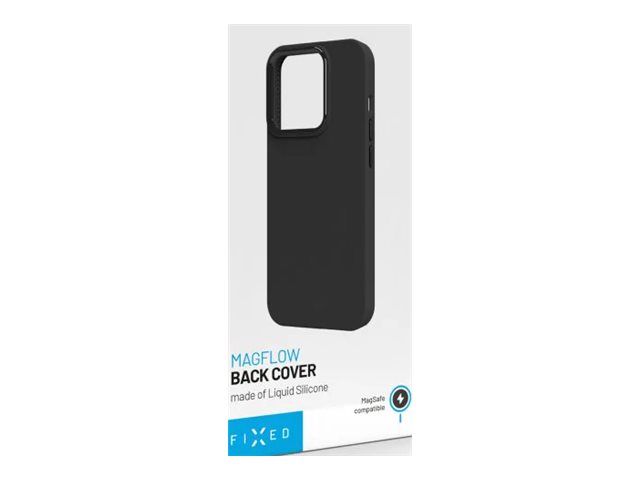 Fixed | MagFlow | Back cover | Apple | iPhone 15 | Liquid silicon | Black