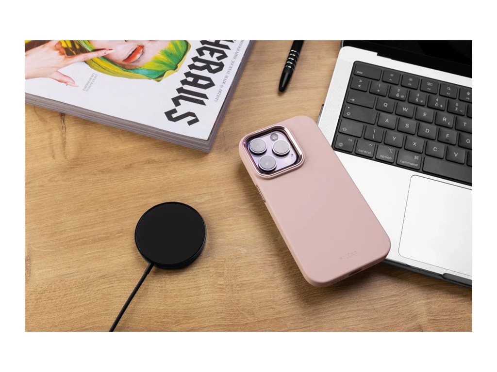 Fixed | MagFlow | Back cover | Apple | iPhone 15 | Liquid silicon | Pink